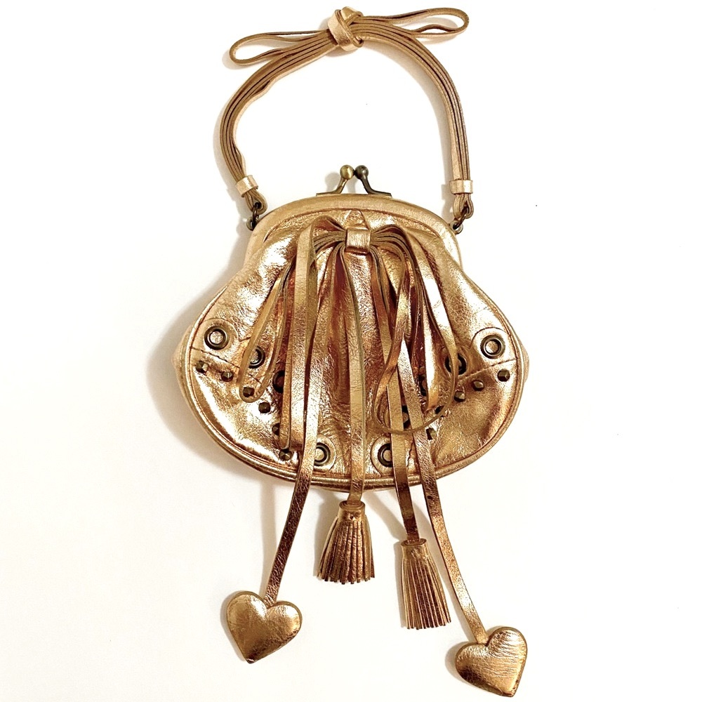 $348 Isabella Fiore Mini Bag Rose Gold Leather